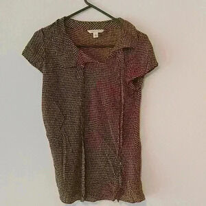 Banana Republic size small made in China blouse short sleeve brown with white sp